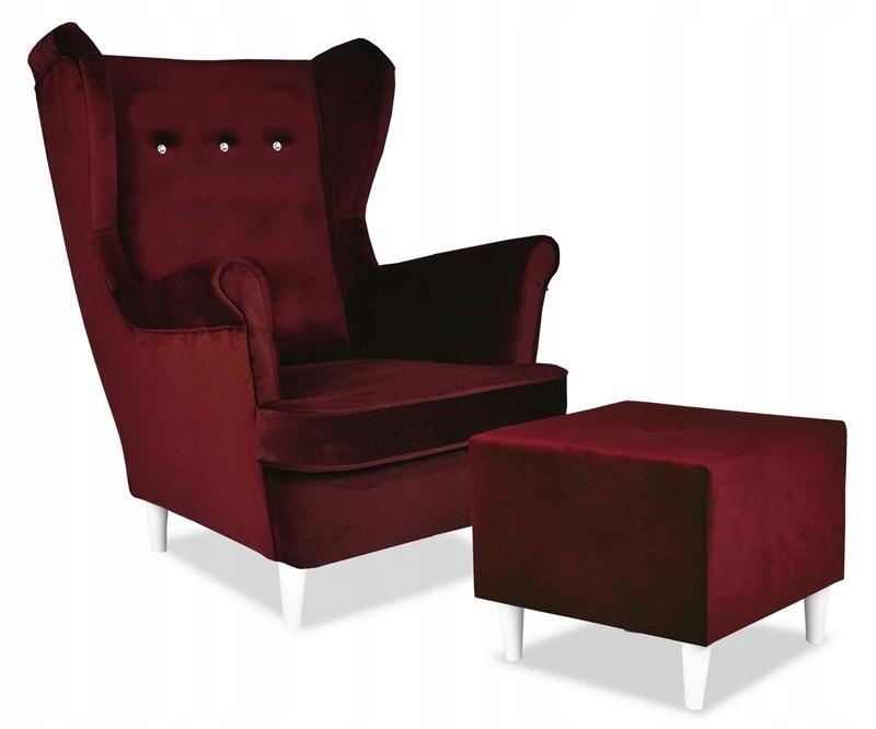 Fotel Uszak z podnóżkiem rubinowy MOTEL RECEPCJA nr. 1
