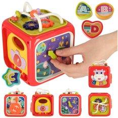 Zabawka edukacyjna interaktywna sensoryczna manipulacyjna kostka sorter klocków - Miniaturka zdjęcia nr 1