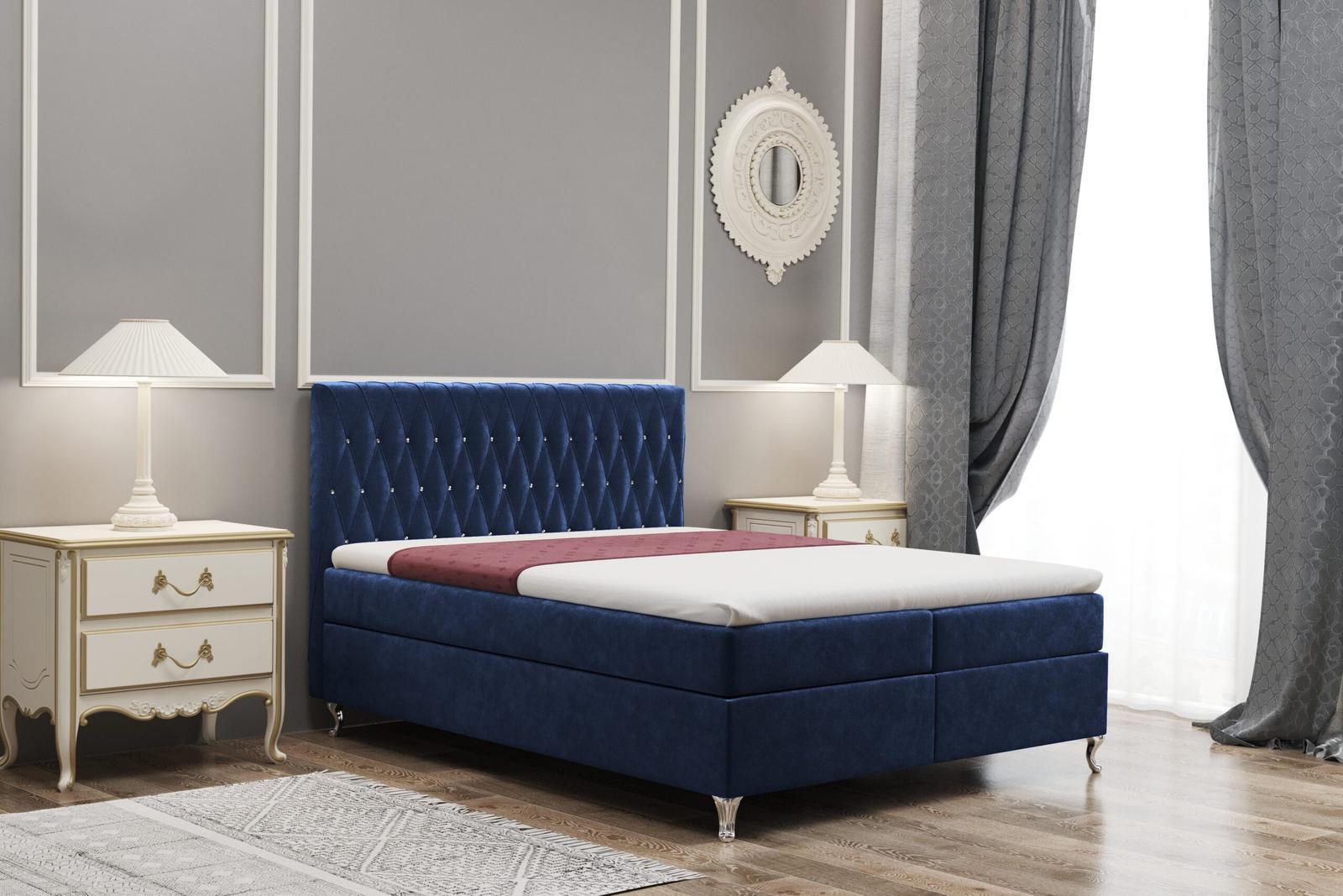 Łóżko KATE 200x200 cm z funkcją przechowywania do sypialni niebieska 0 Full Screen