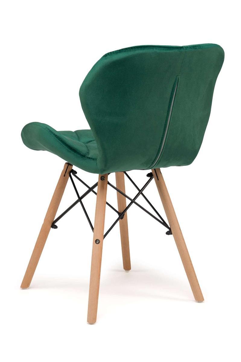 Krzesło DURO zielone tapicerowane welurem pikowane do jadalni lub salonu  4 Full Screen