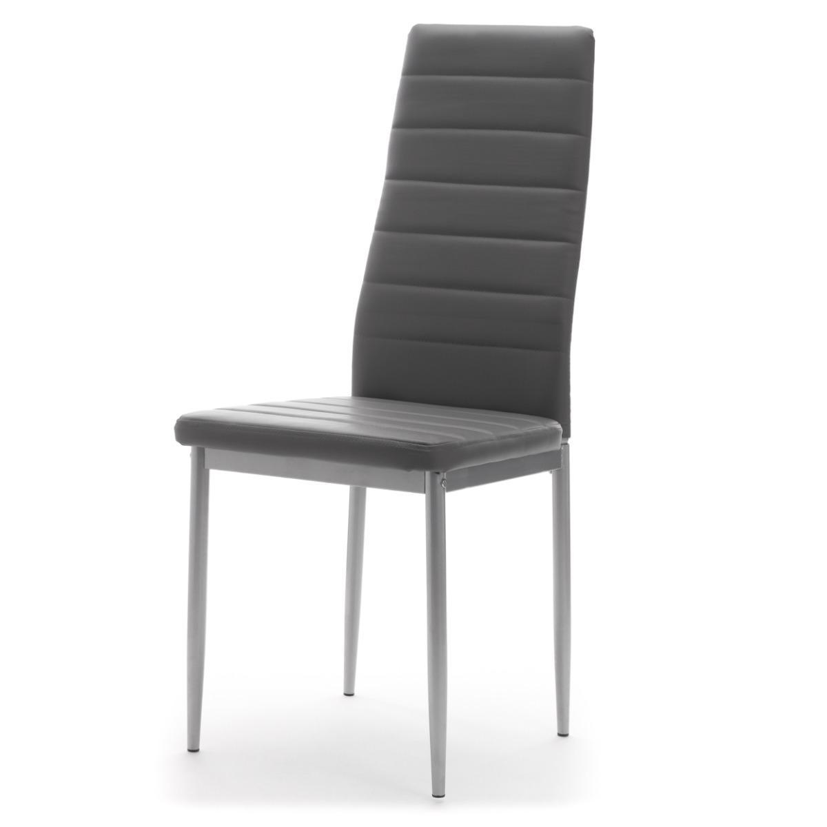 Zestaw 4 szt krzesło FADO tapicerowane szare ekoskóra do salonu  3 Full Screen
