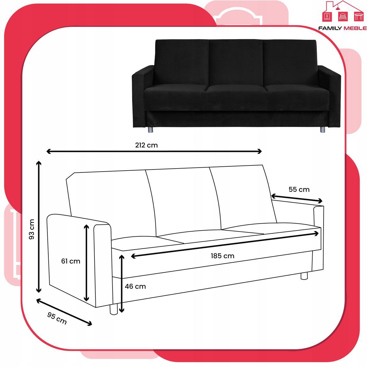 Wersalka sofa kanapa rozkładana czarna Alicja FamilyMeble 8 Full Screen