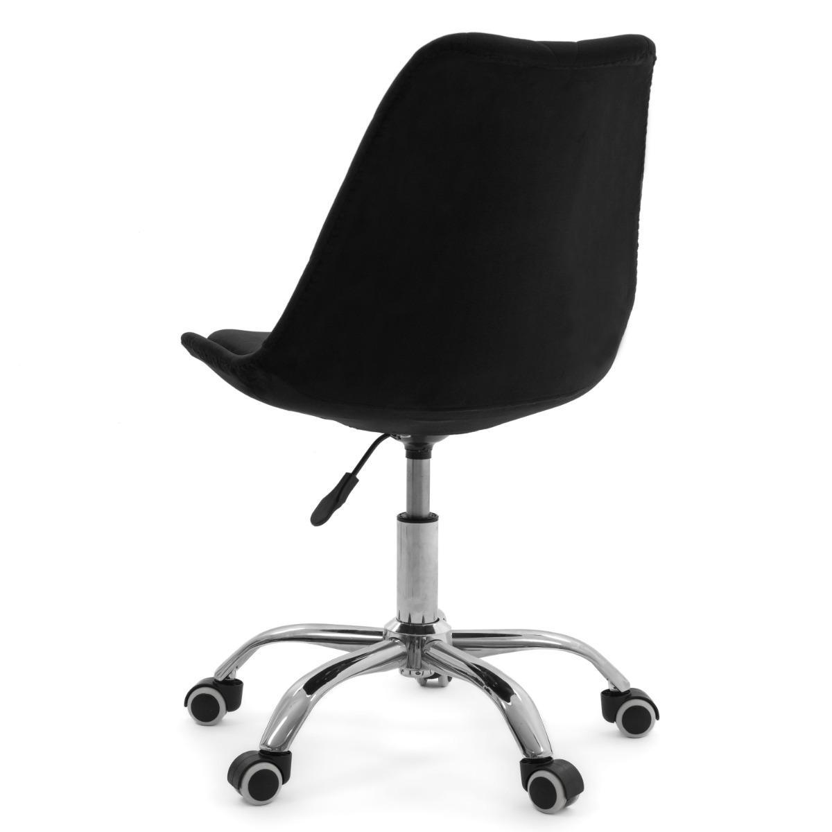 Krzesło do biurka DUBLIN biurowe krzesło obrotowe welurowe z poduszka do pokoju biura czarne nr. 8