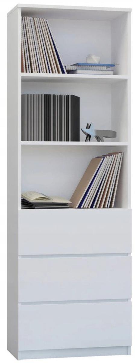 Regał MODERN 180x60 cm biały z trzema szufladami do sypialni, biura lub salonu 0 Full Screen