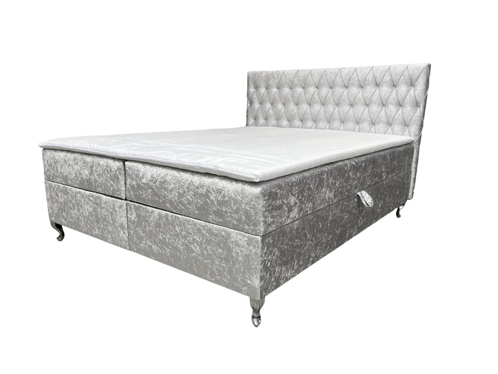 Łóżko GLACIO 120x200 cm z funkcją przechowywania i materacem do sypialni jasnoszare nr. 1