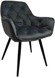 Fotel ARTEN X krzesło do jadalni salonu welur ciemnoszary nogi czarne