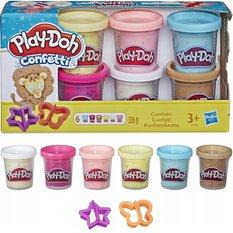 Ciastolina zestaw kolorowych tub konfetti 6-pak b3423 play-doh confetti dlka dziecka