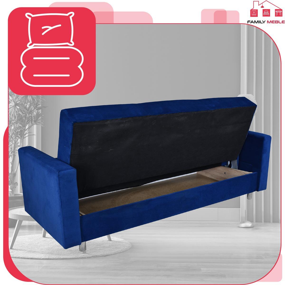 Zestaw wypoczynkowy wersalka fotele kobalt modrak 5 Full Screen