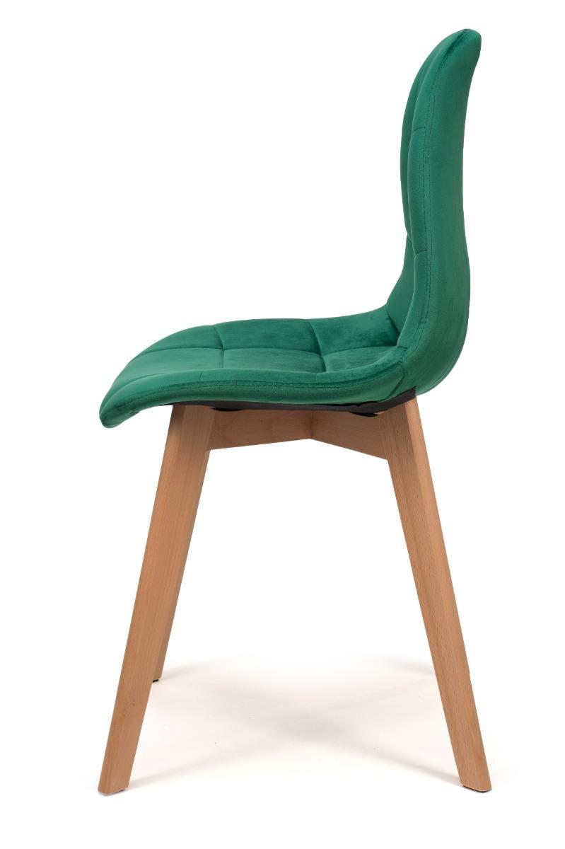 Krzesło tapicerowane skandynawskie welurowe VEGAS zielony 3 Full Screen