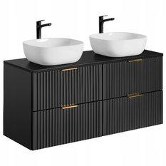 Zestaw mebli łazienkowych 120 cm ADEL BLACK z umywalkami i lustrem + słupek czarny - Miniaturka zdjęcia nr 3