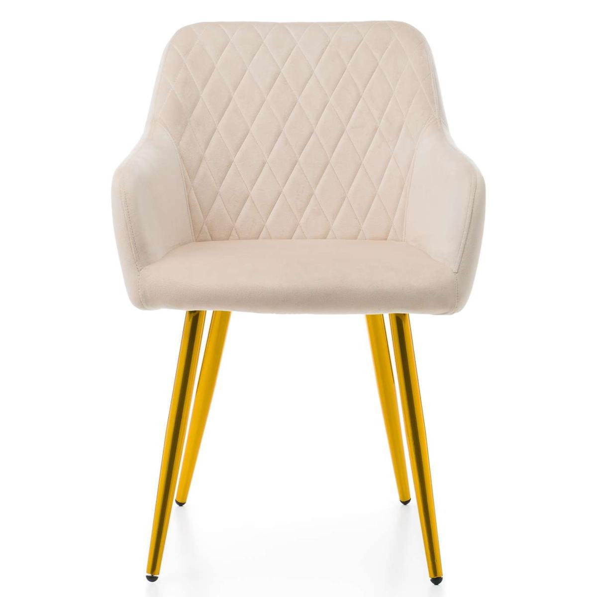 Krzesło TODI beżowe welurowe złote nóżki nowoczesne do jadalni lub salonu  nr. 2