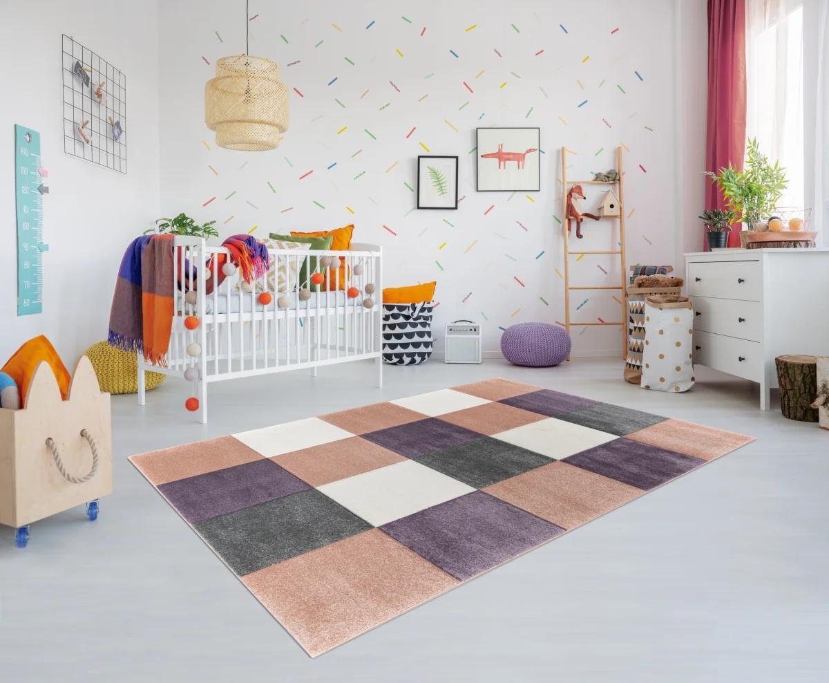 Dywan dziecięcy Checker Rosa 120x180 cm do pokoju dziecięcego kolorowe kwadraty nr. 1