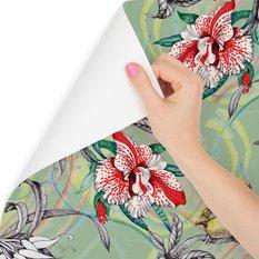 Tapeta – Kolorowe ptaki wśród kwiatów  - Miniaturka zdjęcia nr 1