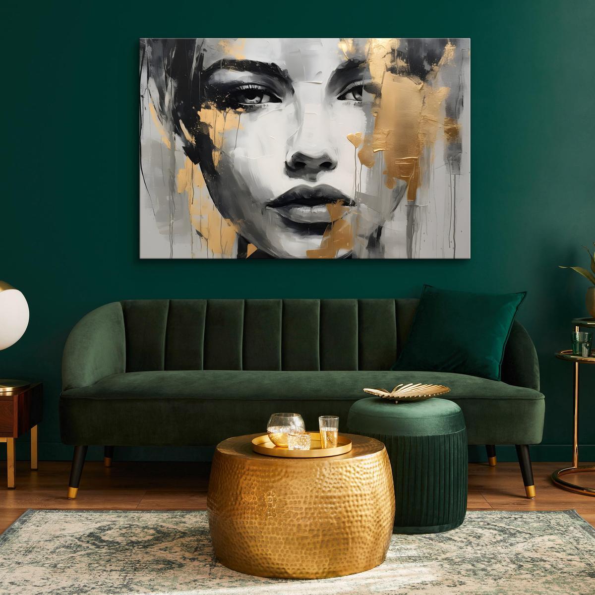 Obraz Do Sypialni Złoty PORTRET Kobiety Styl Glamour Abstrakcja 120x80cm 5 Full Screen