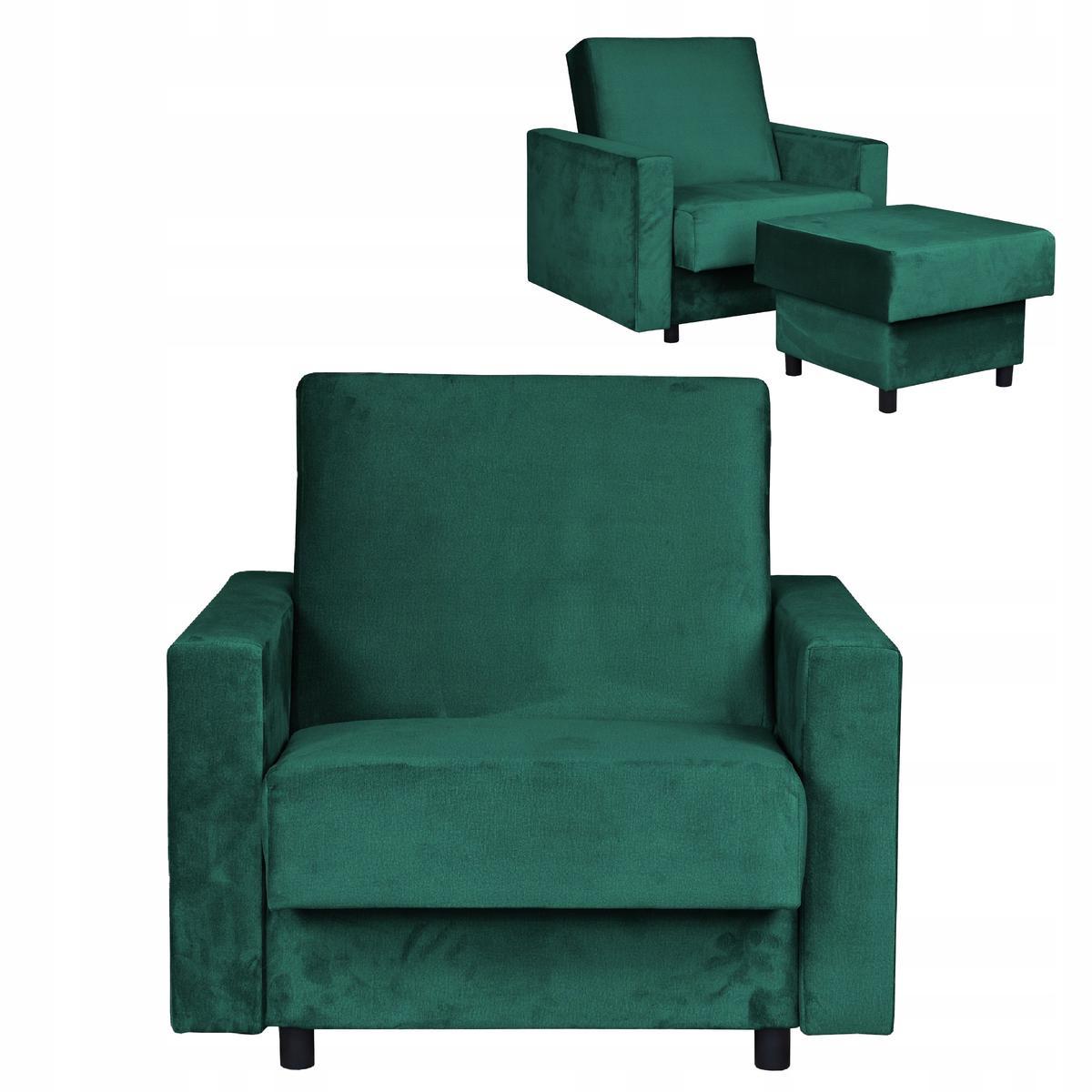 Fotel rozkładany z podnóżkiem Alicja ciemna zieleń 0 Full Screen
