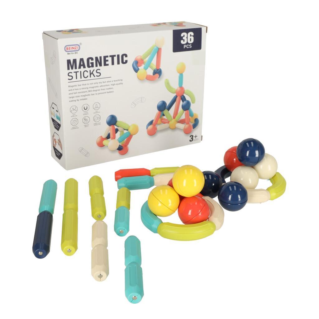 Klocki magnetyczne kolorowe magnetic sticks dla małych dzieci duże patyczki 36 elementów 25x20x6,7 cm nr. 5