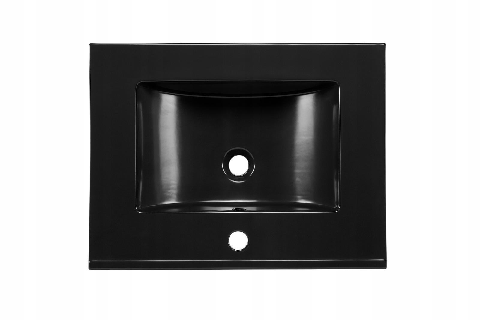 Szafka pod umywalkę 60 cm dąb wotan ryflowane fronty + czarna umywalka w zestawie do łazienki  nr. 5