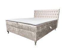 Łóżko GLACIO 180x200 cm z funkcją przechowywania i materacem do sypialni srebrne