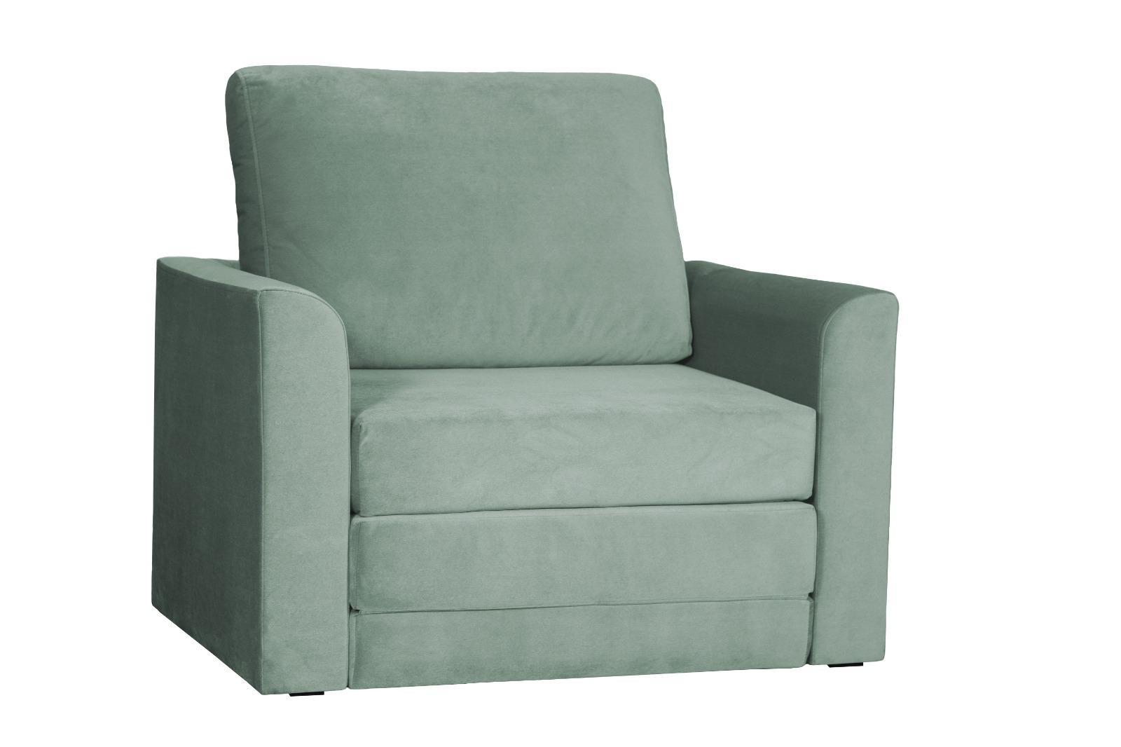 Fotel rozkładany TOKIO 107x75 cm zielony miętowy z poduszką do sypialni lub salonu  nr. 1