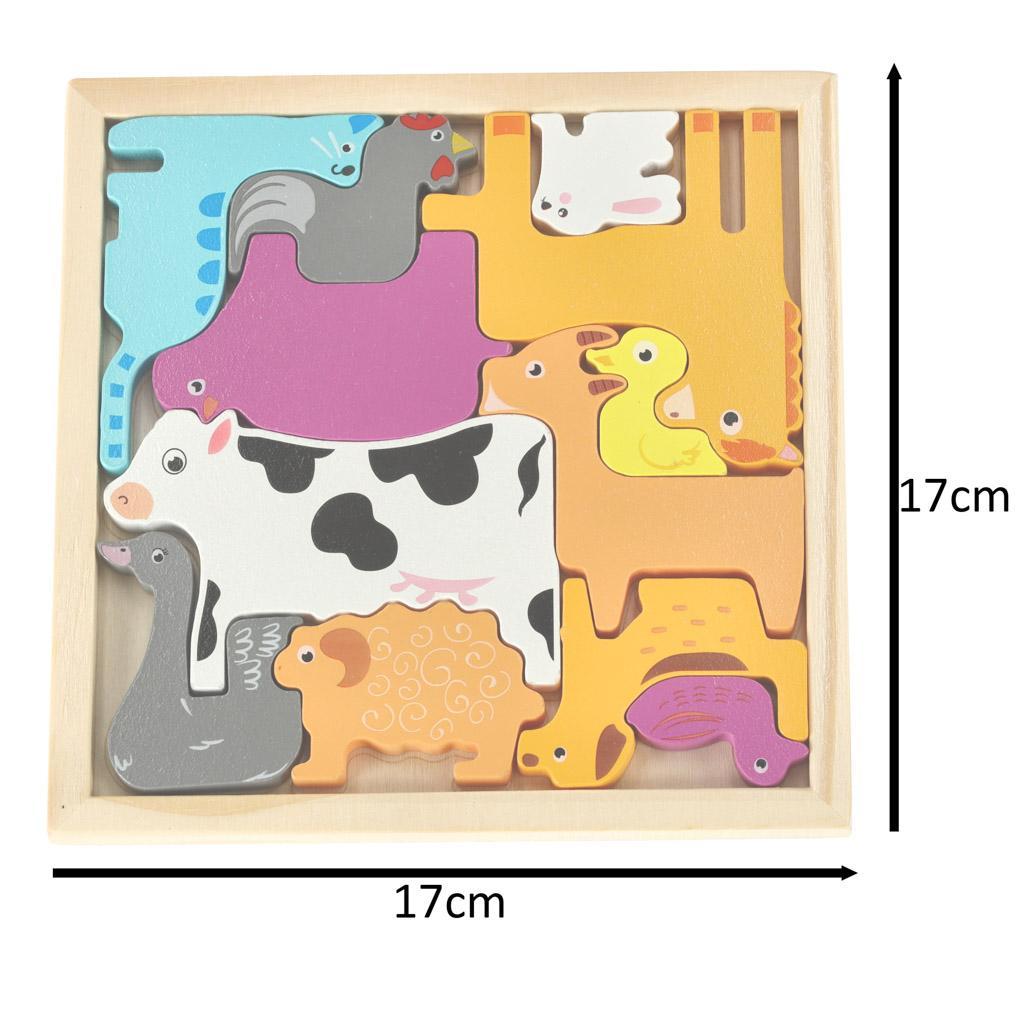 Puzzle układanka edukacyjna drewniana sorter dopasuj kształty dla dzieci zwierzęta 17x17x1 cm 10 Full Screen
