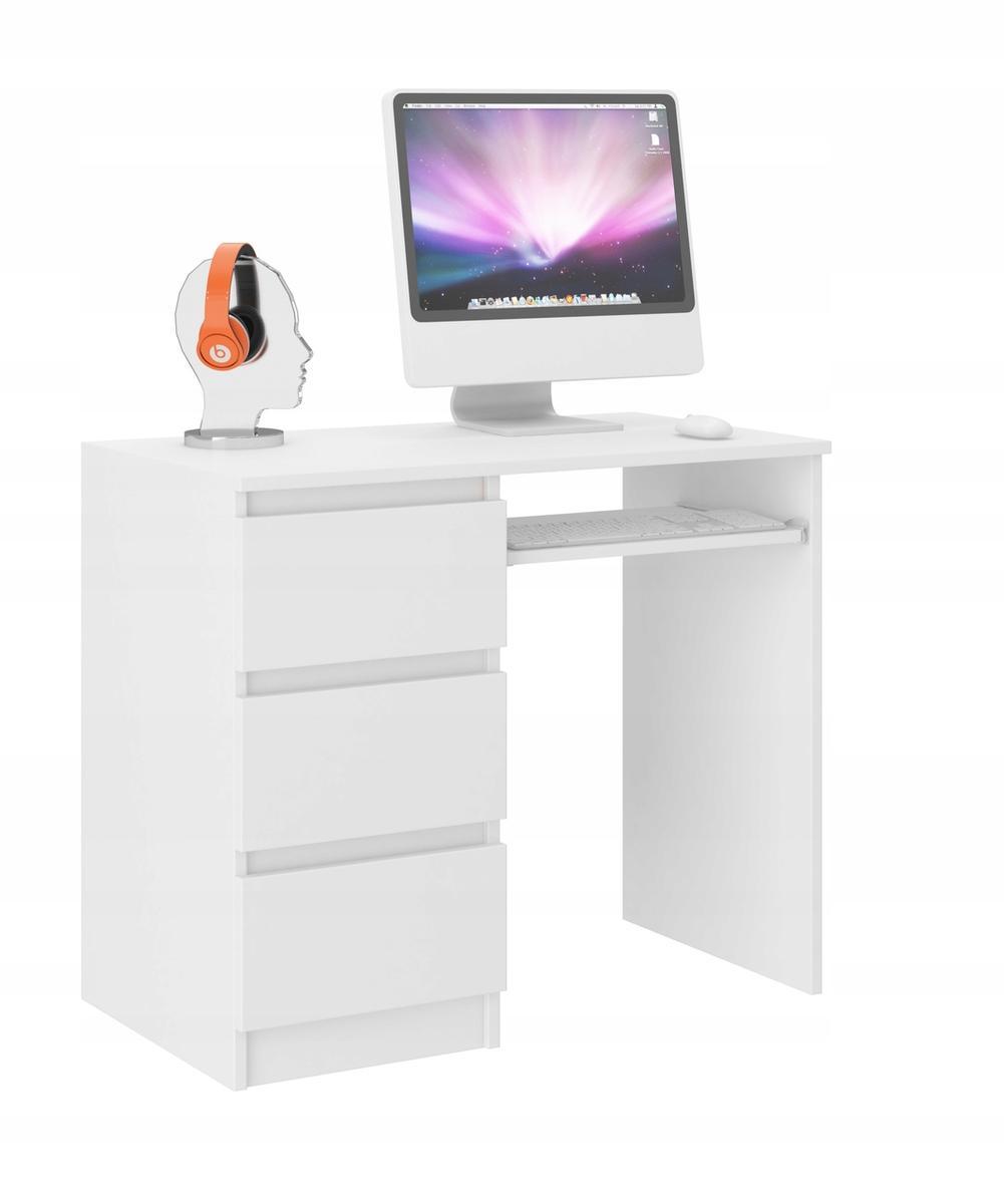 Biurko Modern 96x50 cm białe lewe z szafką z szufladami do biura  0 Full Screen