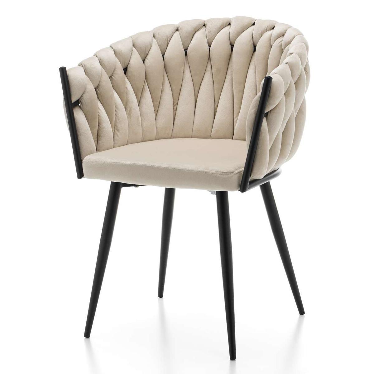 Krzesło LATINA jasnobeżowe tapicerowane welurem do jadalni lub salonu  nr. 4