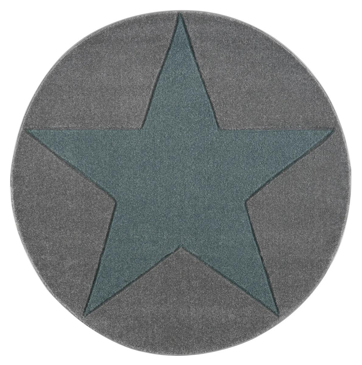 Dywan dziecięcy okrągły Big Star Round Grey/Mint 133 cm do pokoju dziecięcego szary z gwiazdą nr. 2