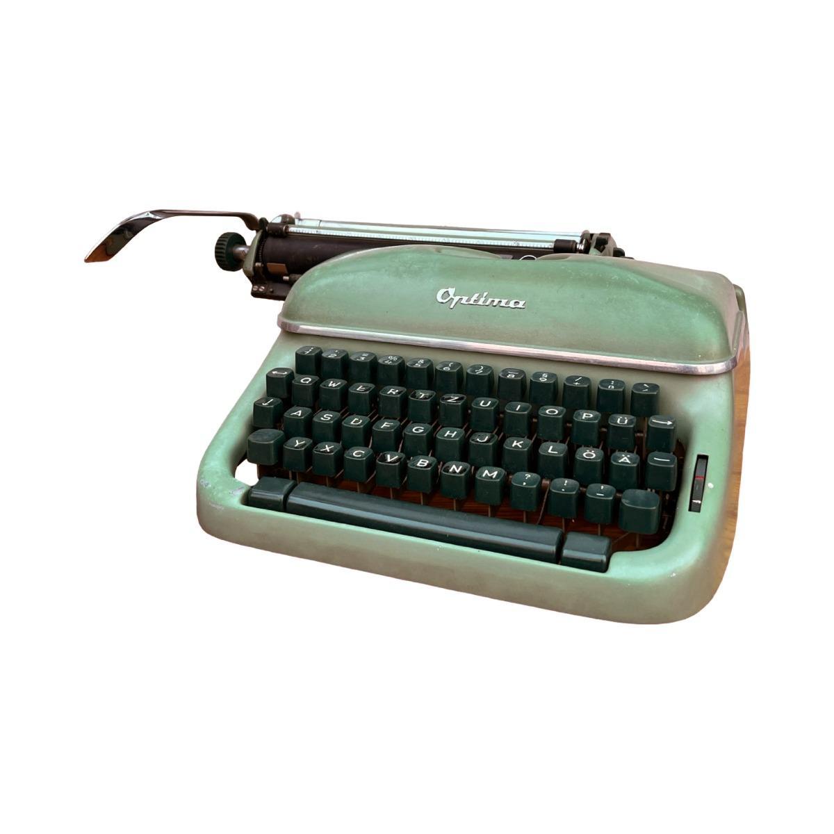 Zielona maszyna do pisania Optima Elite 3, Niemcy, 1958. nr. 10