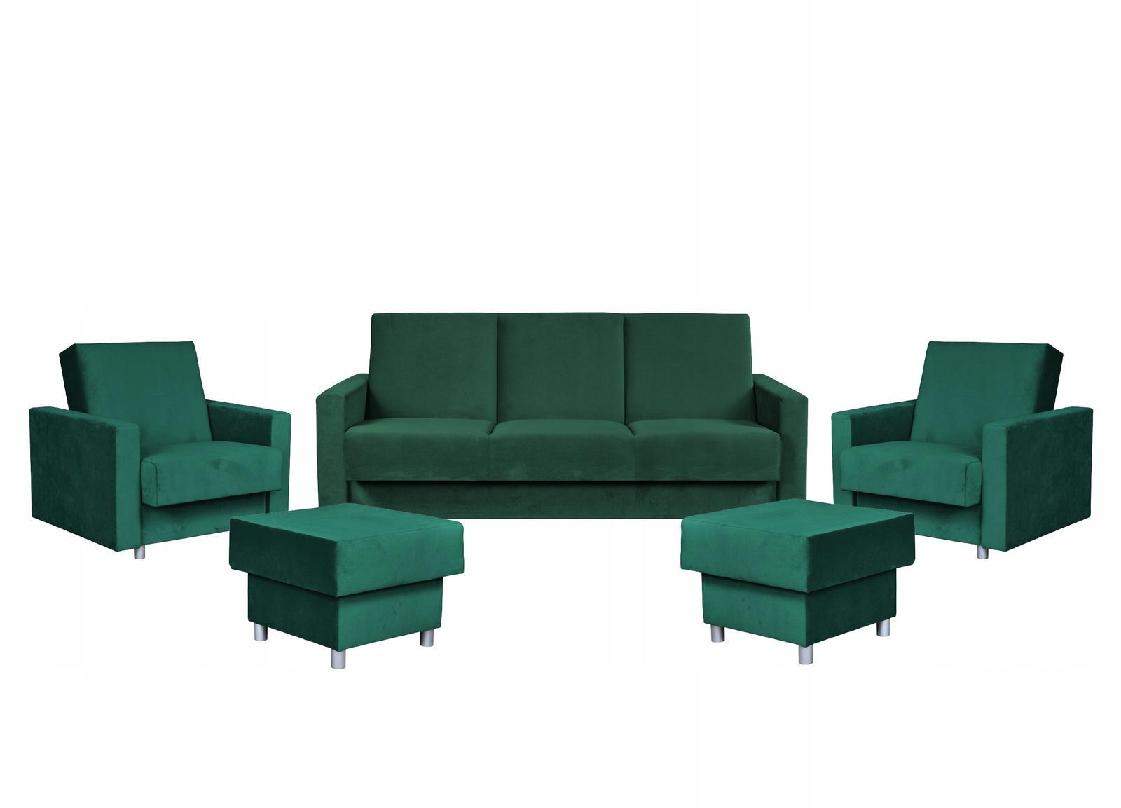 Zestaw wypoczynkowy kanapa fotele butelkowa zieleń nr. 1