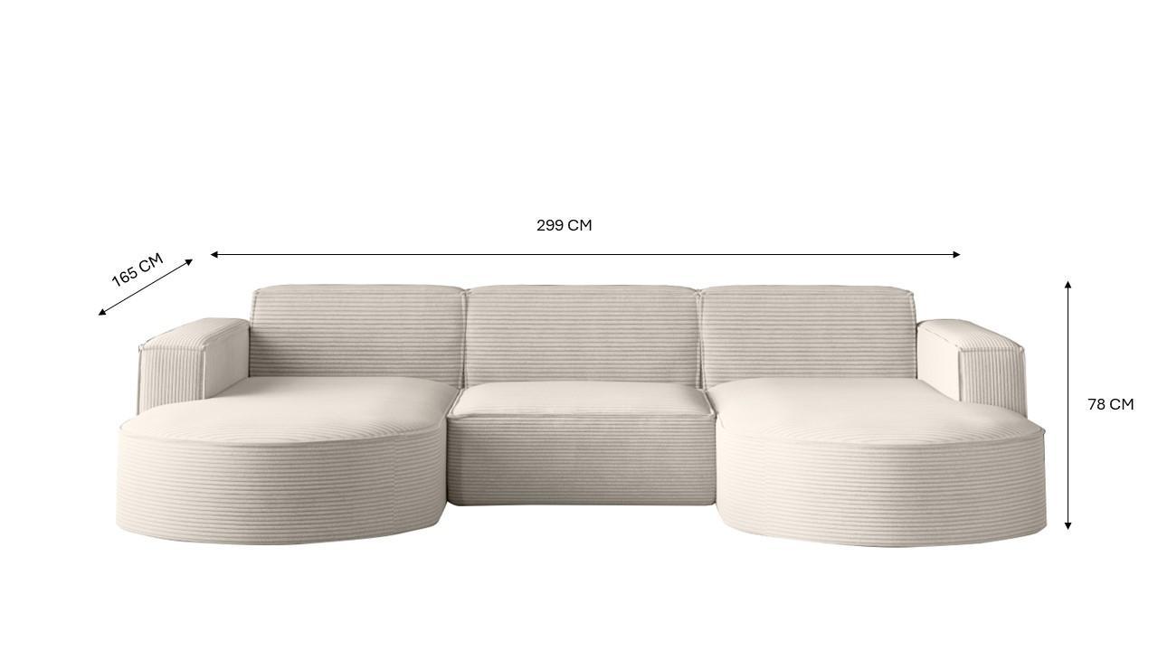 Sofa MODENA STUDIO 299x165x78 cm bez funkcji spania do salonu sztruksowa POSO jasnoszary 2 Full Screen