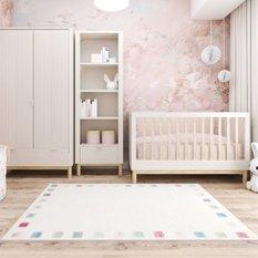 Dywan dziecięcy wełniany Colorborder Cream 120x180 cm do pokoju dziecięcego kremowy w kwadraty - Miniaturka zdjęcia nr 2