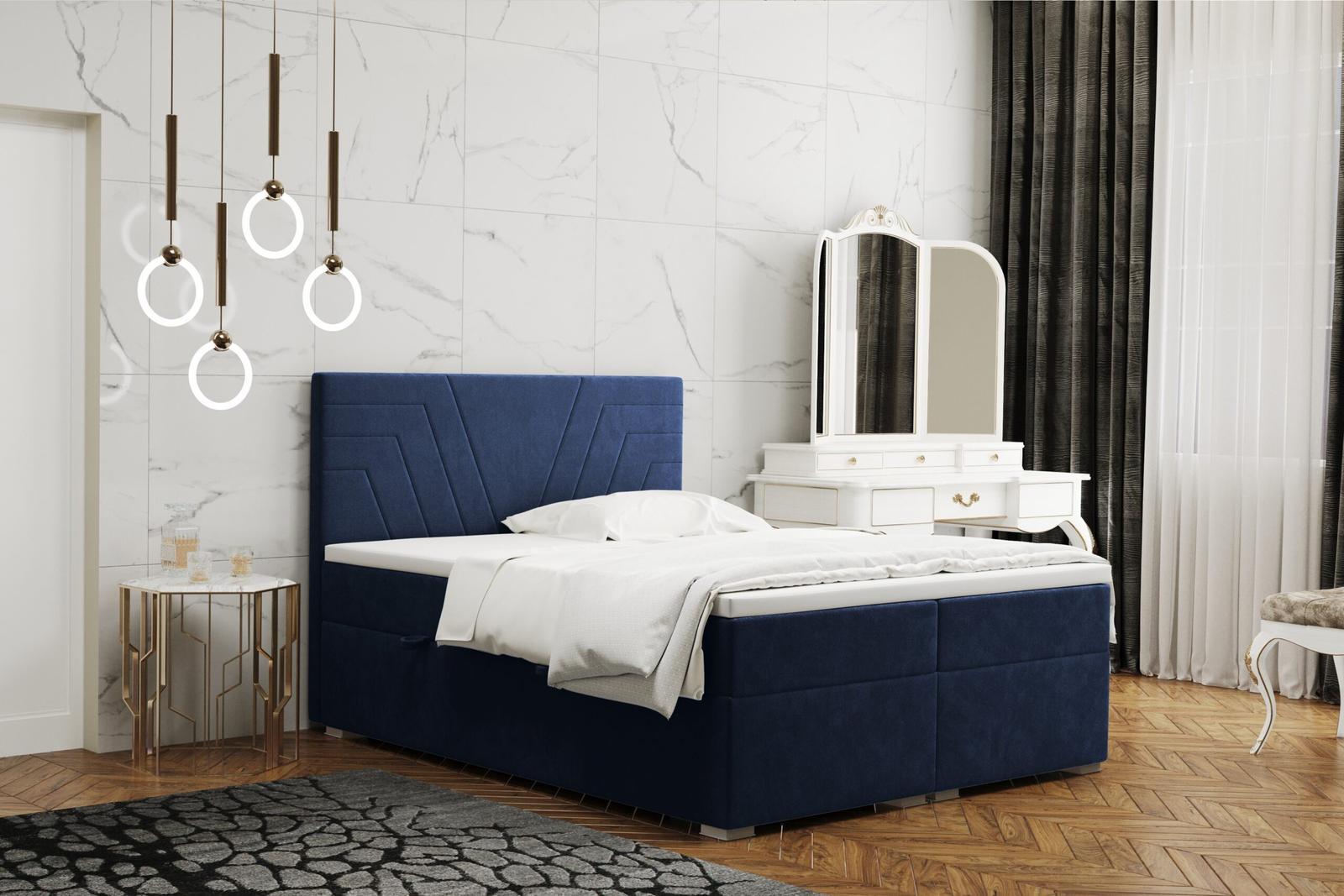 Łóżko CASTEL 180x200 cm z funkcją przechowywania i materacem do sypialni różowe nr. 12