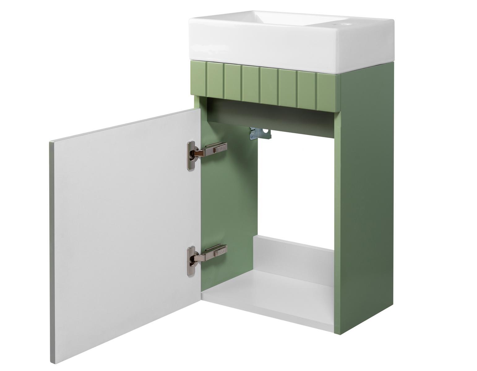 Szafka łazienkowa z Umywalką 40 cm zielona Wisząca frezowany front MDF do łazienki  8 Full Screen