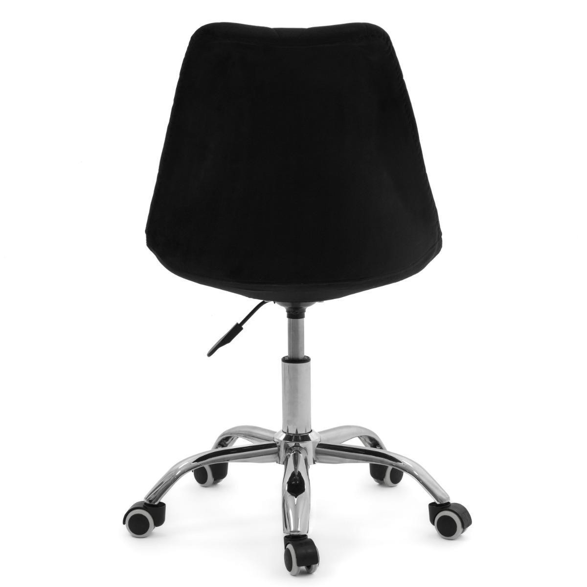 Krzesło do biurka DUBLIN biurowe krzesło obrotowe welurowe z poduszka do pokoju biura czarne nr. 9