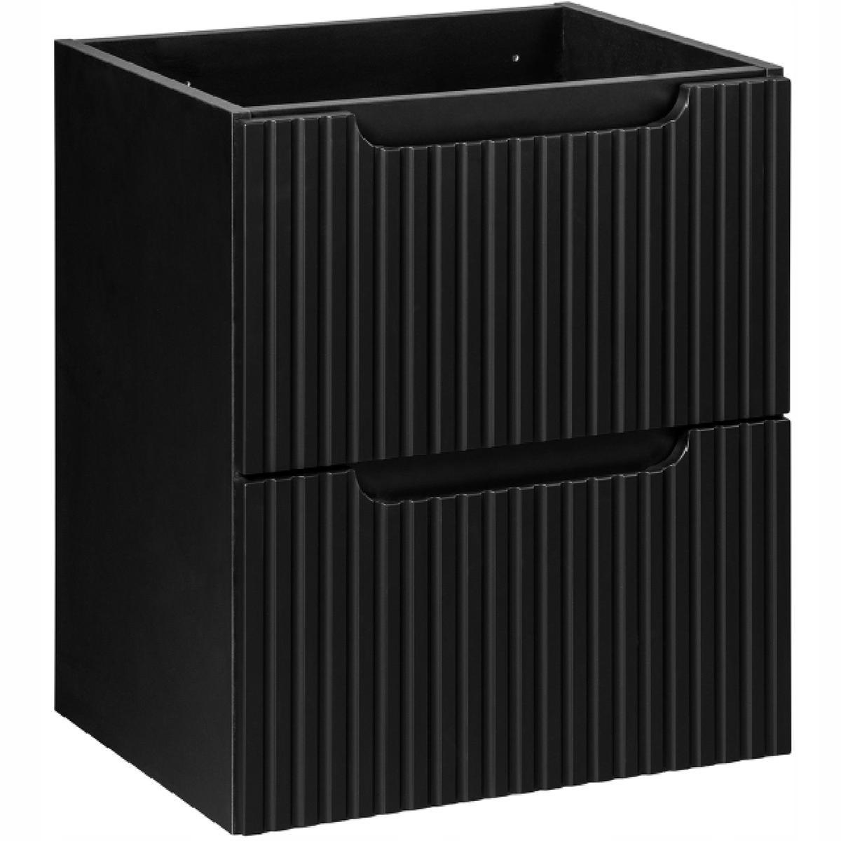 Szafka łazienkowa pod umywalkę 50 cm NOVA BLACK bez blatu ryflowany front z szufladami czarna  nr. 1