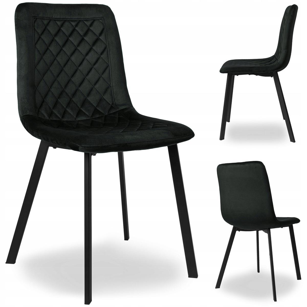 Krzesło welurowe 44x88x41 cm CURTIS VELVET tapicerowane czarny aksamit czarne nóżki do jadalni lub salonu 0 Full Screen