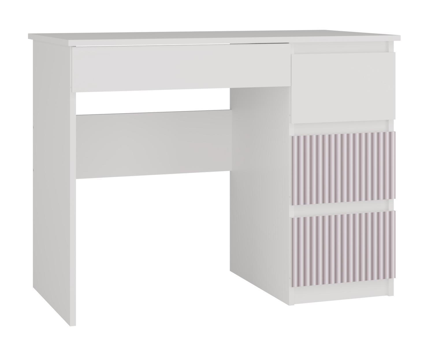 Biurko MIJAS Arteso 98x51x76 cm funkcjonalne z szufladami do biura pokoju dziecka prawe biały różowy nr. 1