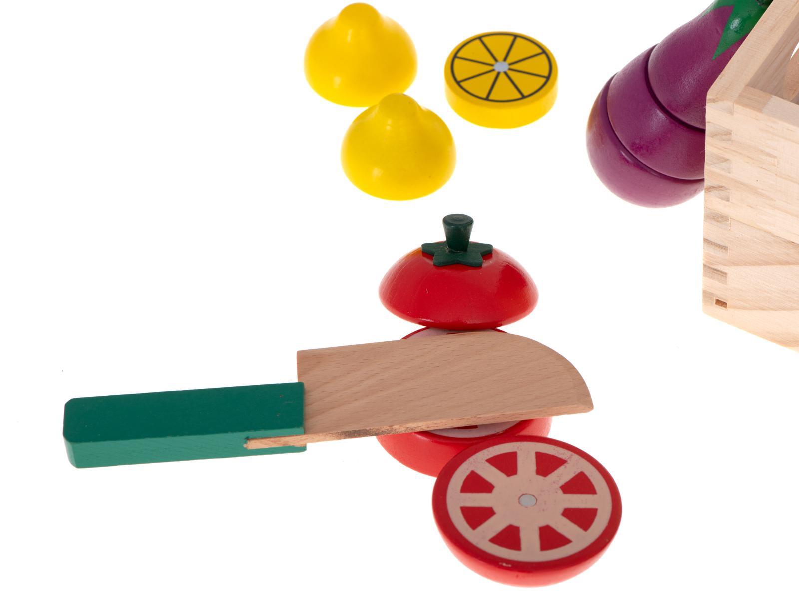 Warzywa drewniane do krojenia na magnes w skrzynce + akcesoria zabawka dla dzieci 25x10x15.5cm 10 Full Screen