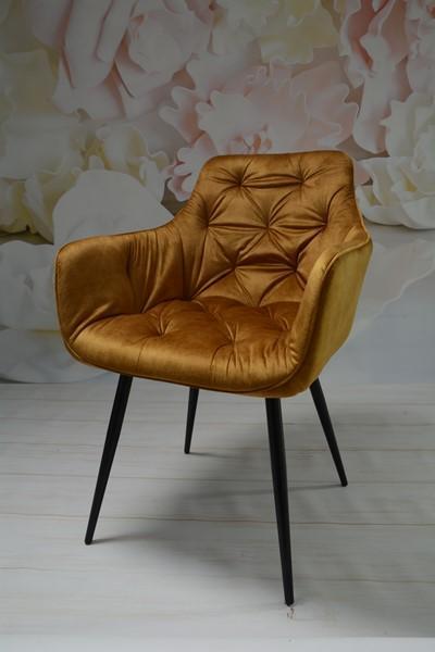 Krzesło Houston 57x85x59 cm pikowane tapicerowane welur koniak nogi czarne nr. 8
