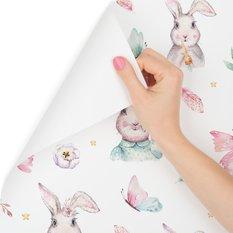 Tapeta dla dzieci motyle króliki gwiazdy kwiaty  - Miniaturka zdjęcia nr 1