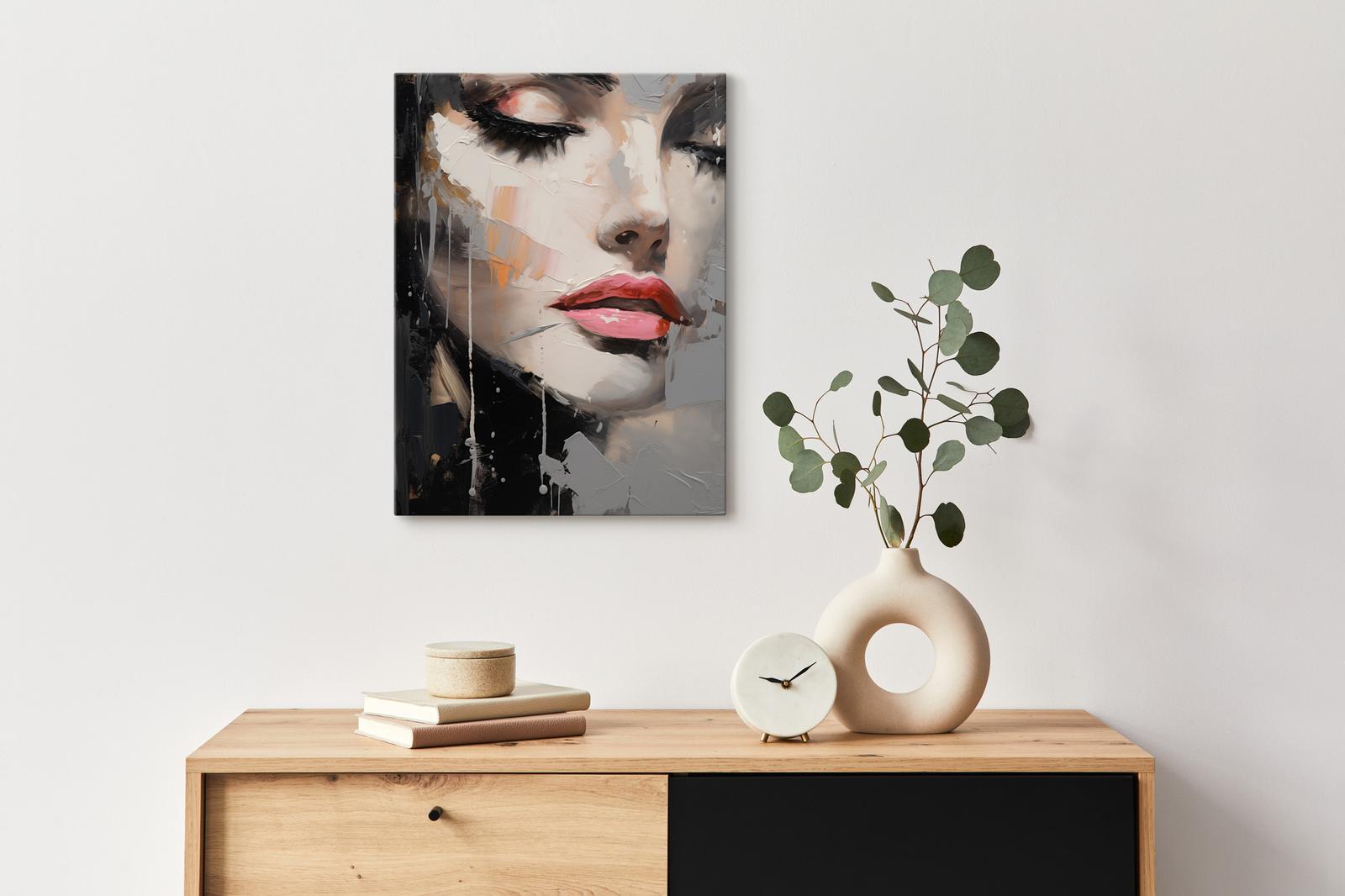 Obraz Canvas Nowoczesny PORTRET Kobieta Usta Abstrakcja 80x120cm 4 Full Screen