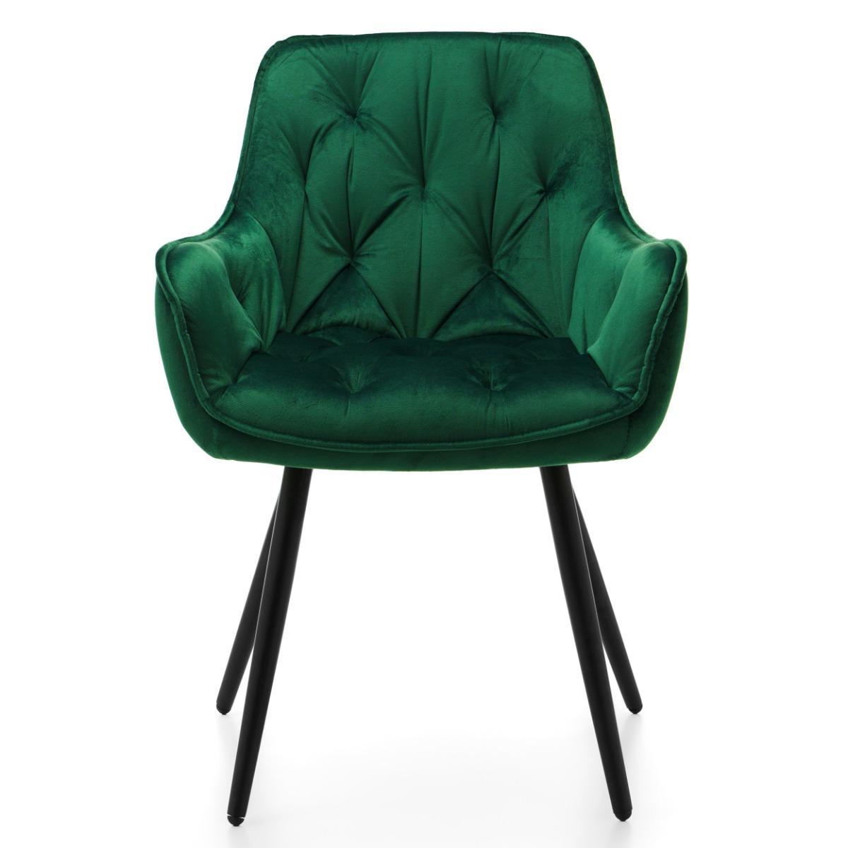 Krzesło SIENA zielone tapicerowane pikowane welurowe do jadalni lub salonu 1 Full Screen