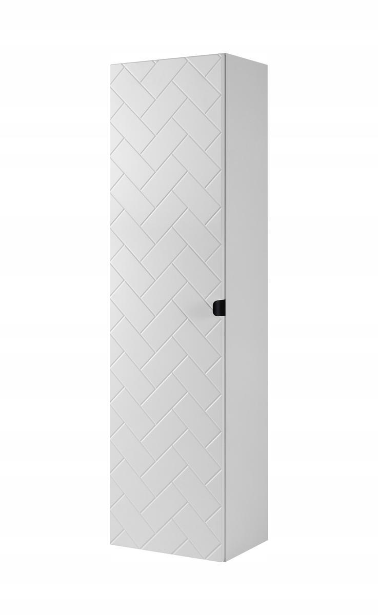 Słupek Łazienkowy MADIS 136 cm wysoki frezowany front szafka z półkami biały uchwyt czarny nr. 1