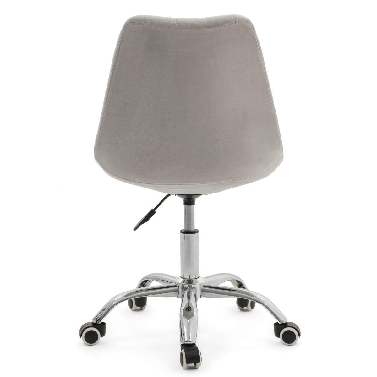 Krzesło do biurka DUBLIN biurowe krzesło obrotowe welurowe z poduszka do pokoju biura jasnoszare nr. 9