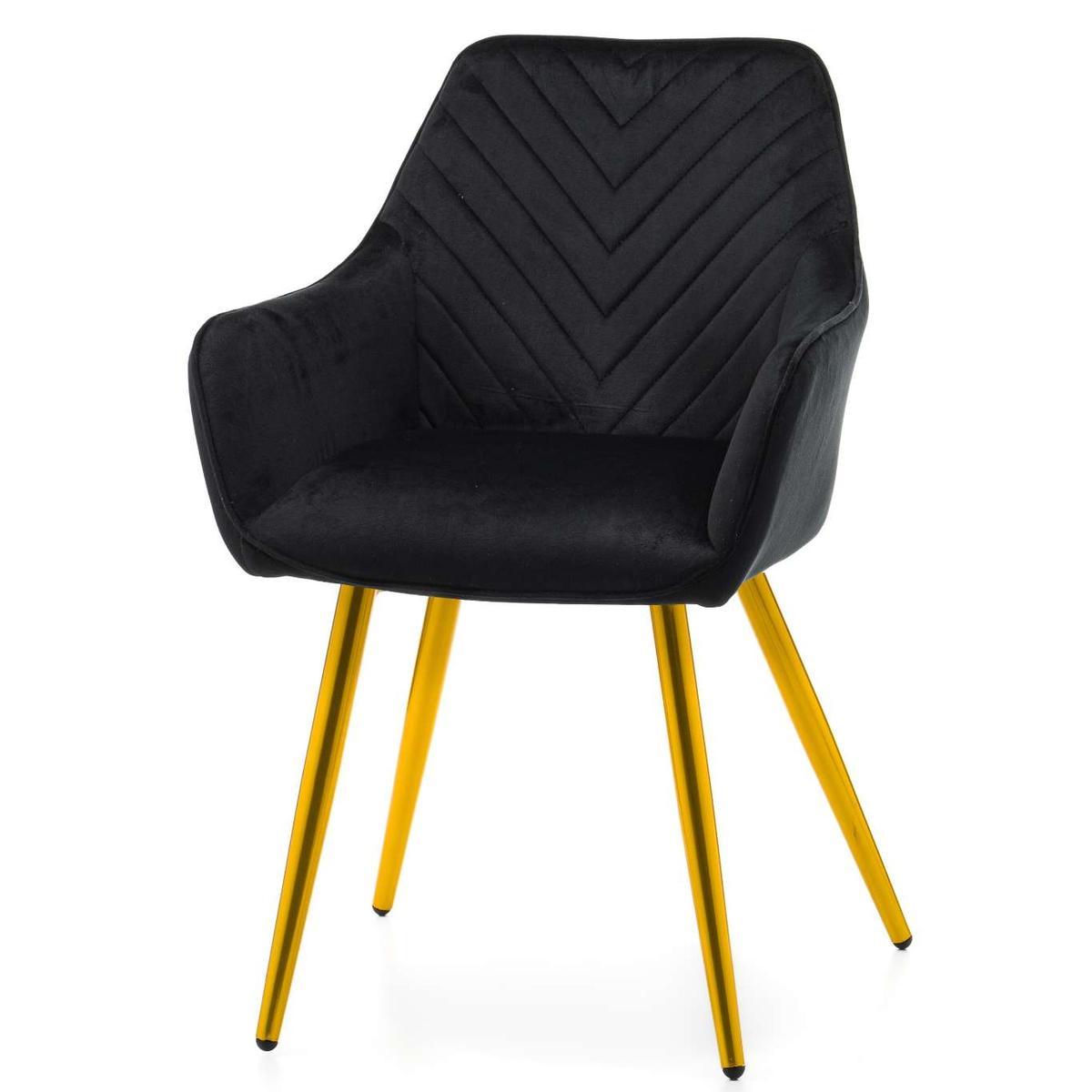 Krzesło VASTO czarne tapicerowane welurem złote nóżki do jadalni lub salonu nr. 3