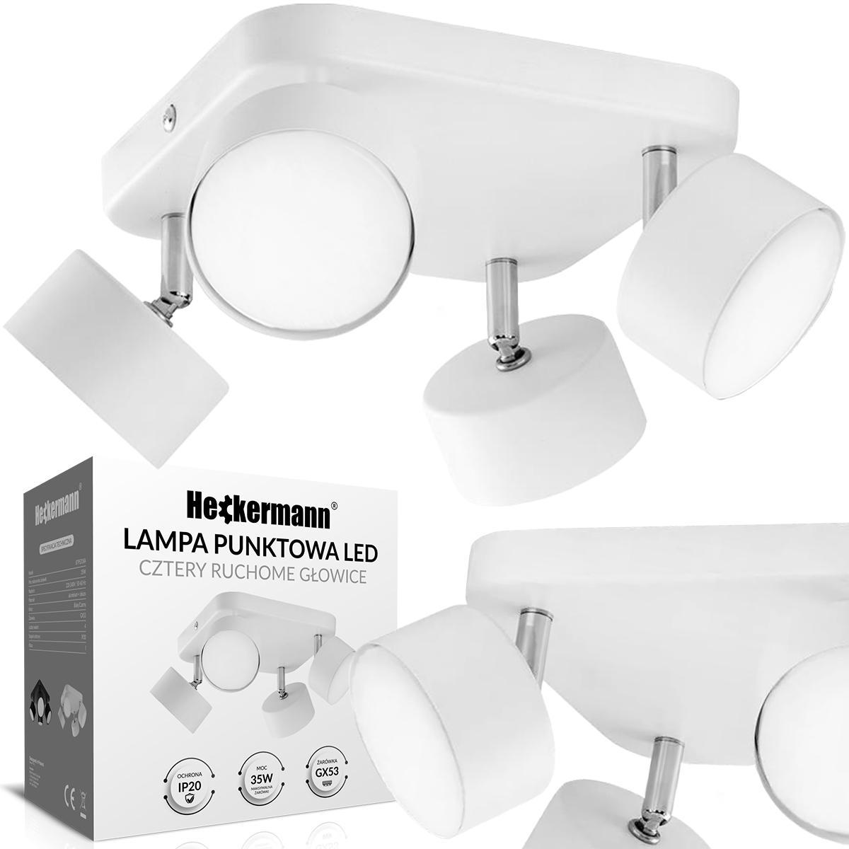 Lampa sufitowa punktowa LED Heckermann 8795318A Biała 4x głowica 0 Full Screen