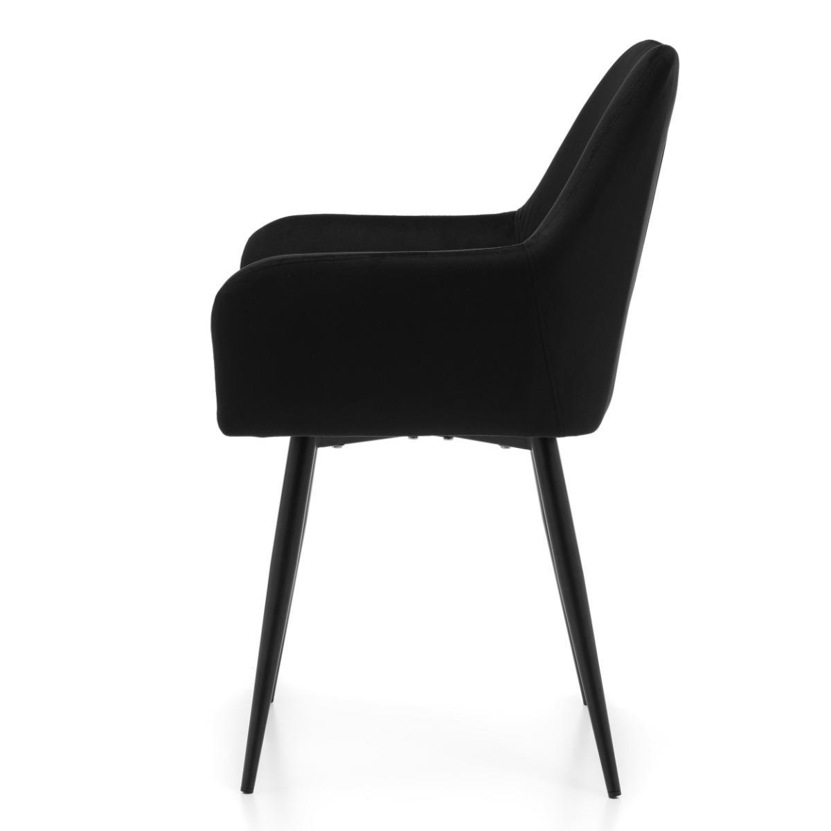 Krzesło IVO 55x88x54 cm tapicerowane welurem pikowane do jadalni lub salonu czarne nr. 6