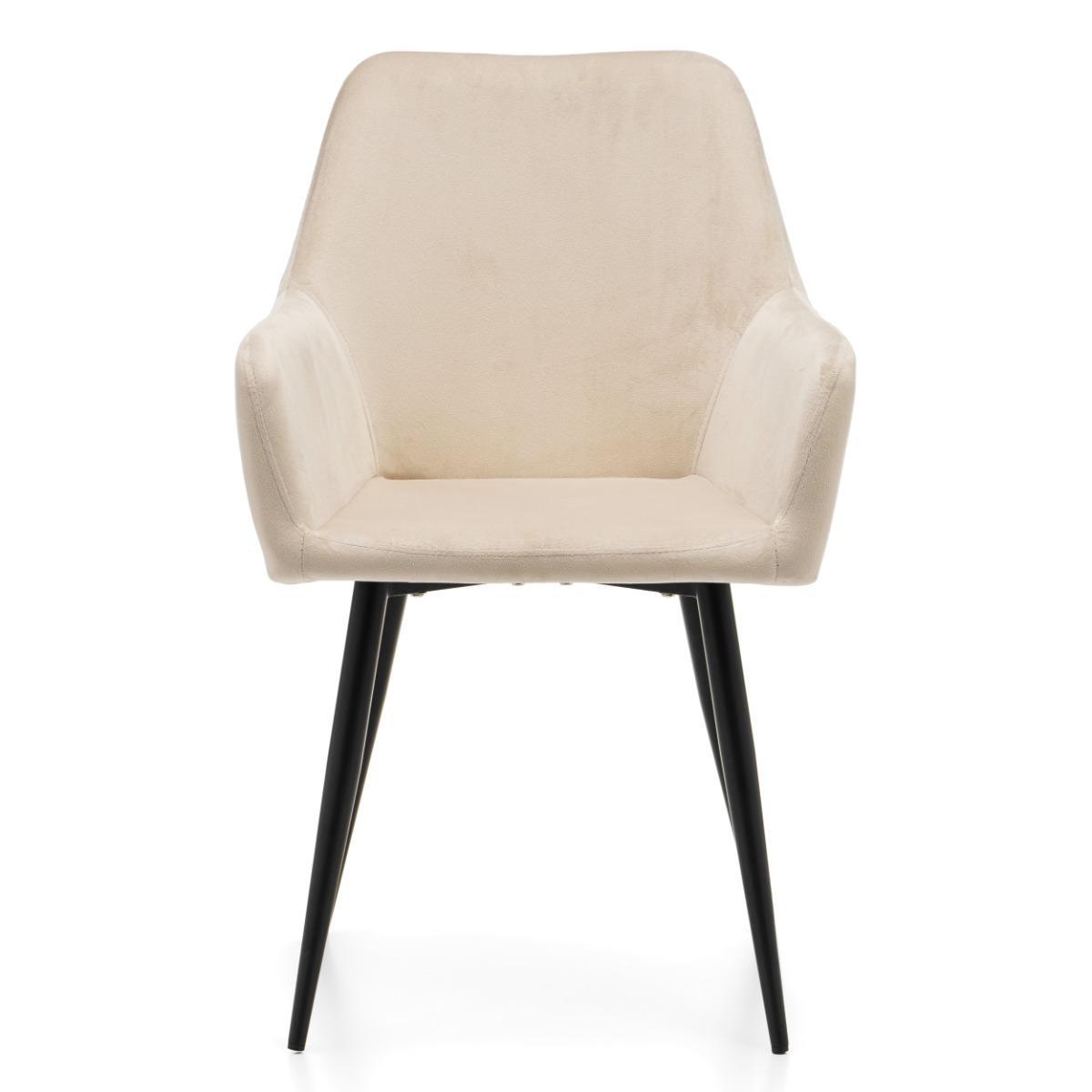 Krzesło IVO 55x88x56 cm tapicerowane welurem pikowane do jadalni lub salonu beżowe nr. 2