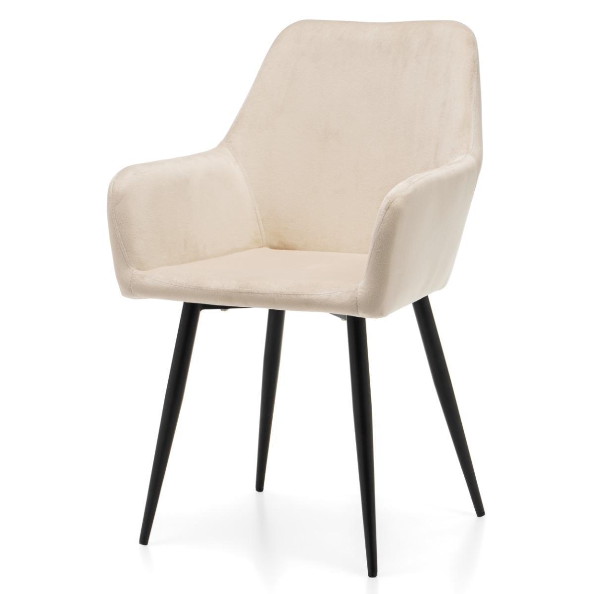 Krzesło IVO 55x88x56 cm tapicerowane welurem pikowane do jadalni lub salonu beżowe nr. 4