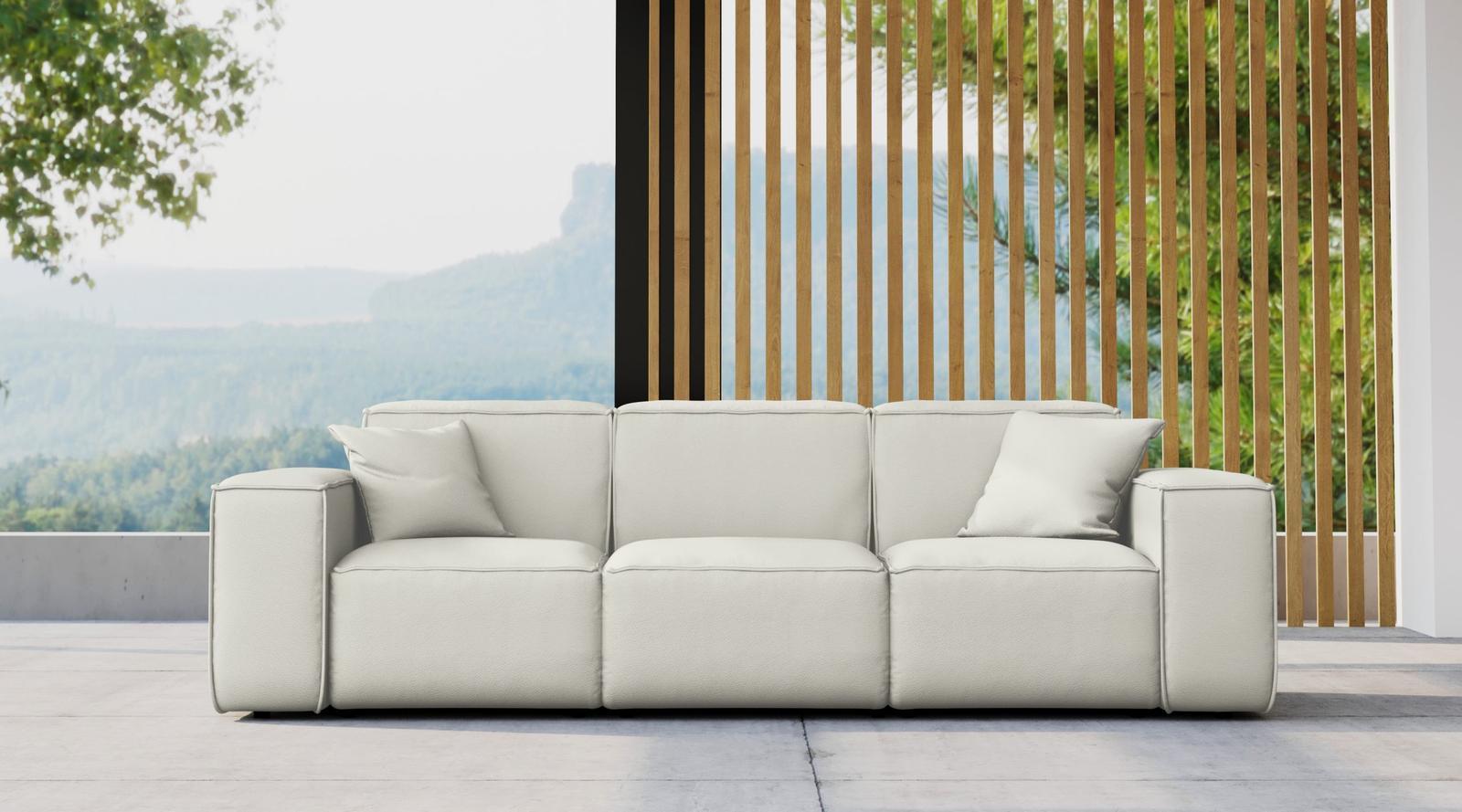 Sofa ogrodowa MALIBU 245x103x88 cm wodoodporna UV 3-os + 2 poduszki do ogrodu kremowa 1 Full Screen